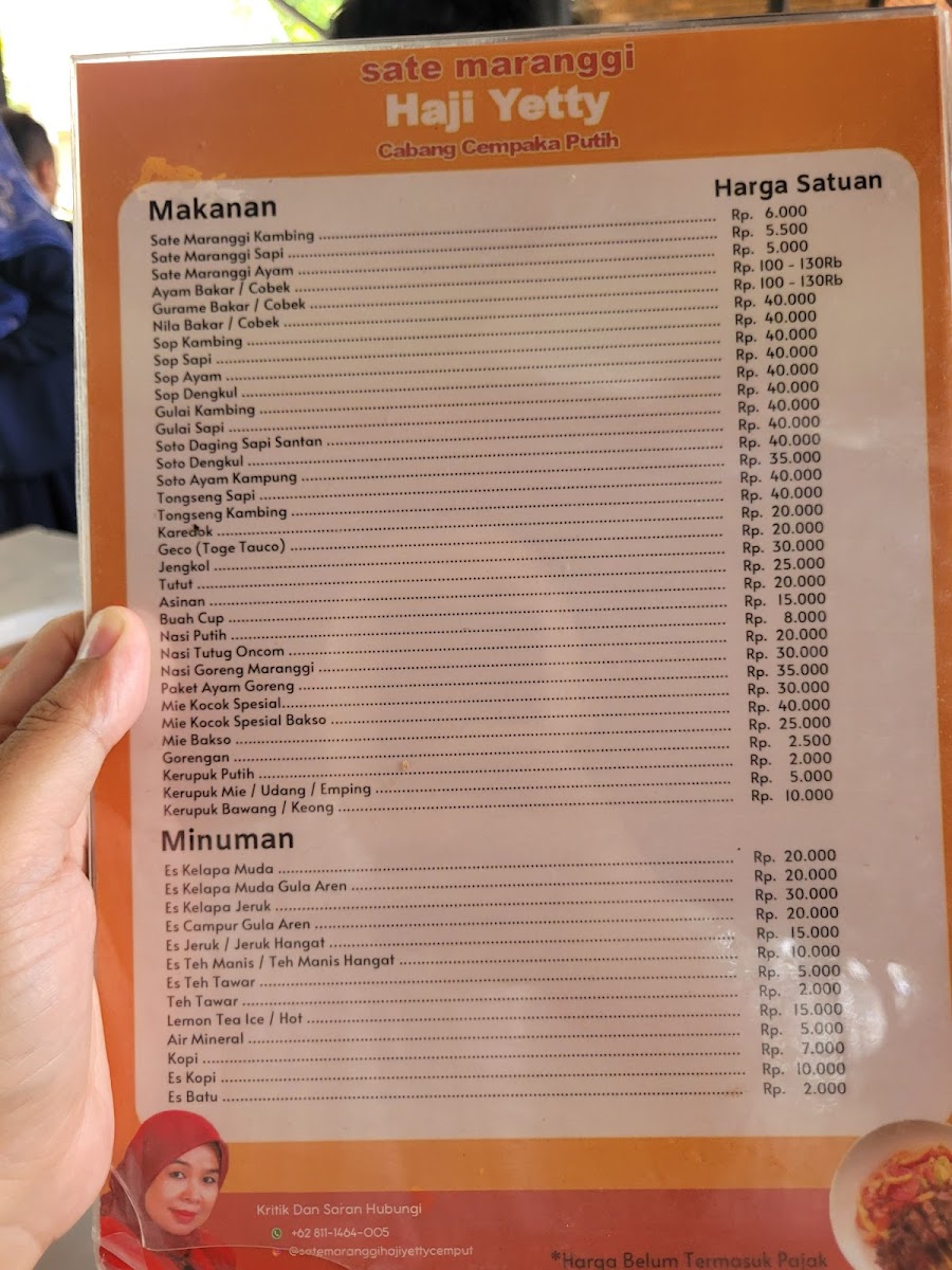Sate Maranggi Haji Yetty Cabang Cempaka Putih Menu - Image 4