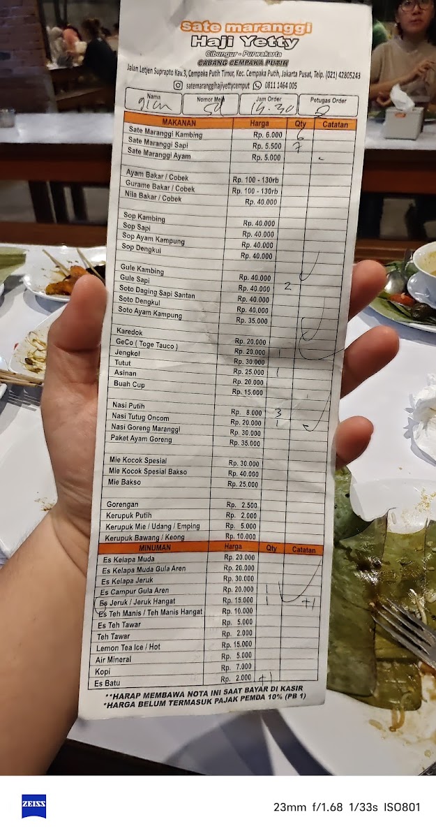 Sate Maranggi Haji Yetty Cabang Cempaka Putih Menu - Image 6